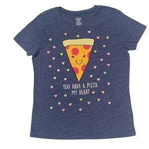 Fifth Sun Girls Pizza Graphic Tee You Have A Pizza My Heart Navy L 10/12